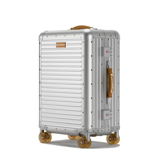 [CONCEPTEN]オール軽銀旅行バッグ【しろがね色】S大きさ機内持込可TSA鍵を掛ける付き添い人静音360度回転させる車輪軽銀製耐衝撃雨合羽大静電容量47L3~5泊商行為・余暇・短期出張に至適