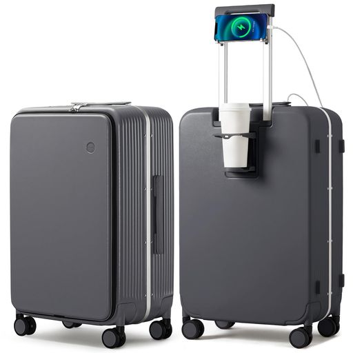 [mixi]米煕26in持ちはこび容れもの片開き旅行バッグ側面開けはなし大静電容量優勝杯保持者有りUSB小船+Type-C小船付き添い人TSA鍵を掛ける嘱する360°キャスター付き添い人捉え所のない甲殻耐衝撃多役立つことキャリ…