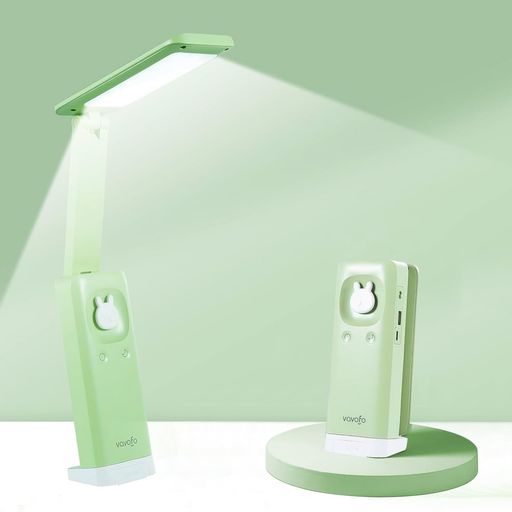 VAVOFO電気スタンド、6000mAhバッテリー給電スタンド、折りたたみ可能スタンド、三色温度、USBC充電可能スタンド、学生とホームオフィスの理想的でかわいいデスクアクセサリー(緑)