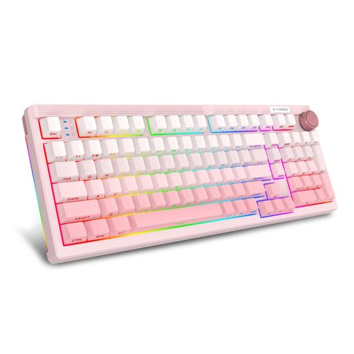 e元素Z-101ゲーミングキーボードワイヤレス銀軸英語配列BT/有線/2.4Gテンキー付きガスケットマウント構造ノブ搭載無線RGBメカニカルキーボード全キーホットスワップソフトウェア対応サイ…