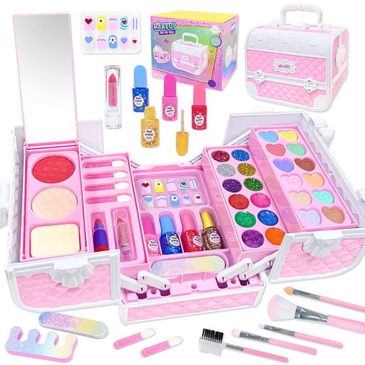 VBACALAメイクおもちゃ色が付けるお化粧セットキッズメイクアップ3段化粧ボックスドレッサー女の子メイク道具コスメなりきりおままごとセットごっこ遊びプリンセスおもちゃ子ども小学…