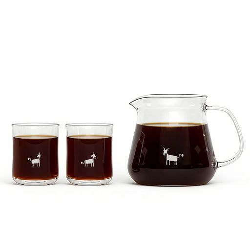 CFGCoffeeMate3点セット360ml耐熱ガラス製コーヒーサーバー&カップ2個ハンドドリップ用コーヒーサーバーセット耐熱温度150°C/目盛り付き/V字型注ぎ口スペシャルティコーヒー対応(クリスタル…