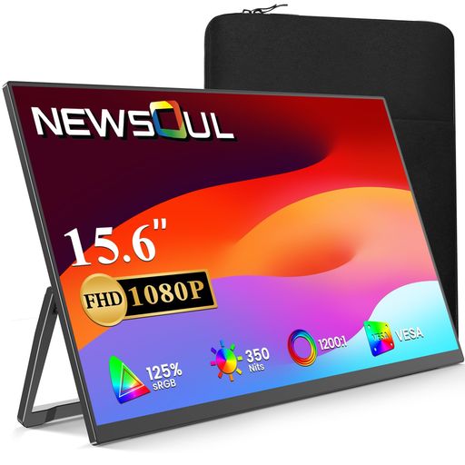 15.6in 移動性管する Newsoul 移動性見せびらかす 納める入れもの付き添い人 盛りだくさん固定ディスク IPS 125%広色域 軽さ薄型 携帯型管する なおなお書き5/なおなお書き4/スマホ/パソコン/Mac 相応う 照明ランプ付き添い人 縦置き 金棒引き内蔵 V…