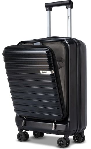 [Bargiotti]スーツケースフロントオープンキャリーケース拡張機能付き前開き機内持ち込みキャリーバッグABS+PC耐衝撃静音軽量日乃本キャスター(ブラックSサイズ45L容量)