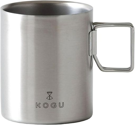 KOGU珈琲考具マグカップ二重マグカップ330ml【日本製】ステンレス食洗機対応折りたたみハンドル中空二重構造キャンプアウトドア燕三条42165プレゼント誕生日記念日ギフト贈り物下村企販