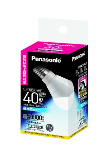 パナソニックLED電球電球40W形相当密閉形器具対応E17口金昼光色相当(6.4W)小型電球・斜め取付け専用タイプLDA6DHE17BHS