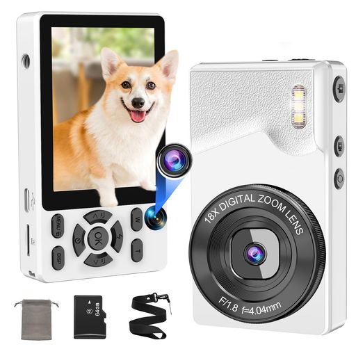【2025新版&自撮り機能】YOUHEデジタルカメラ4Kデジカメ6400万画素OTG対応スマホ連動タイムプラス録画機能2.8インチ大画面オートフォーカスフロントカメラ18倍デジタルズームセルフタイマー…