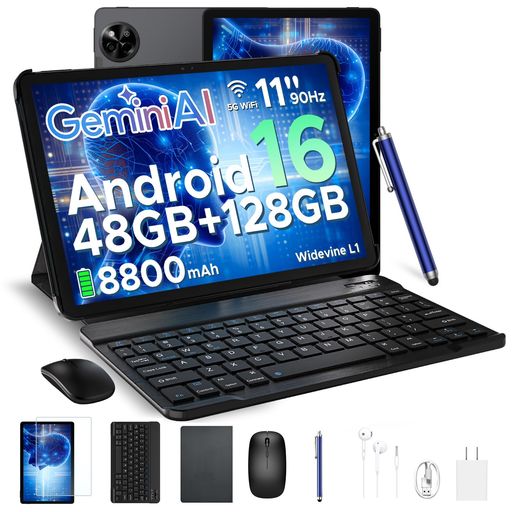 【Android16 11インチ セット版】Android16 タブレット 11インチ、48GB+128GB+2TB拡張、UNISOC T7250 8コアCPU、Gemini AI、Netflix、Widevine L1、1300万画素|Serene Beauty 店