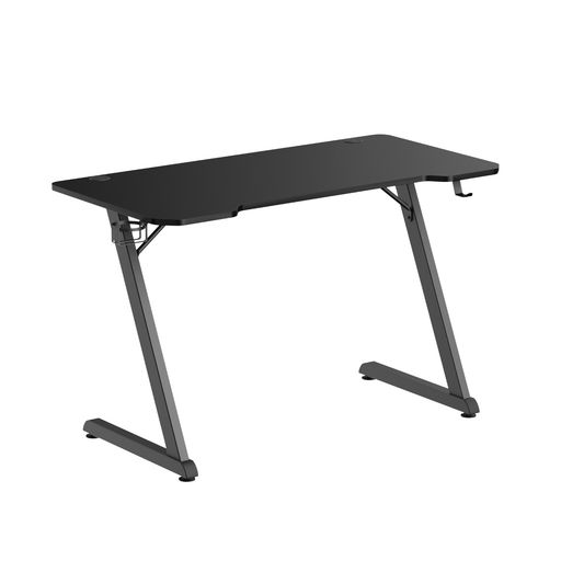 Alterzoneゲーミングデスク幅120cm*奥行60cm*高さ75mパソコンデスクZ字脚耐荷重75KG汚れを防ぐ組立簡単ヘッドホンホルダー付きカップホルダー付きゲーム用机PCデスクブラックALZGDZ