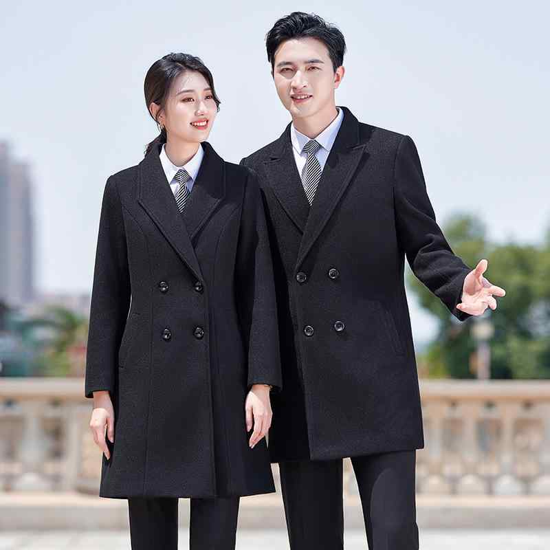 コート アウター ユニセックス 秋冬 ミドル丈 メルトン ダブルボタン テーラードカラー スリムフィット オフィス ビジネス 制服 営業 事務