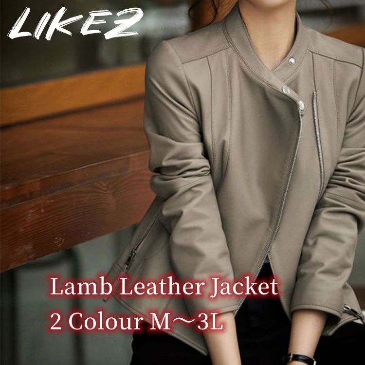ラムレザージャケット コート ショート丈 レディース ライダース 秋冬 アウター レザー 毛皮 ブラック/グレー M/L/2L/3L k1b33