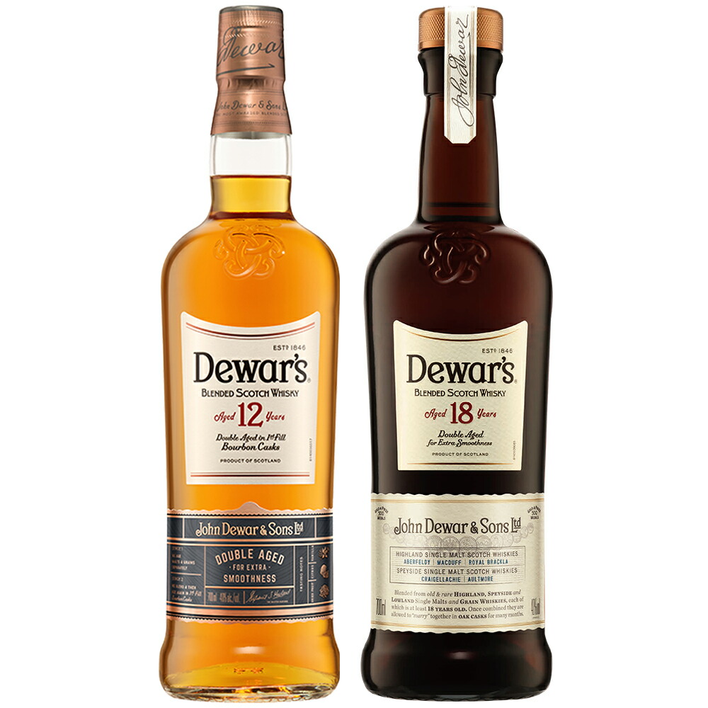 正規品 デュワーズ 12年 18年 飲み比べ セット / ブレンデッド スコッチウイスキー スコットランド産 40% Dewar&rsquo;s 12 YEARS OLD 700ml Dewar&rsquo;s 18 YEARS OLD 750ml｜韓国フリーマー