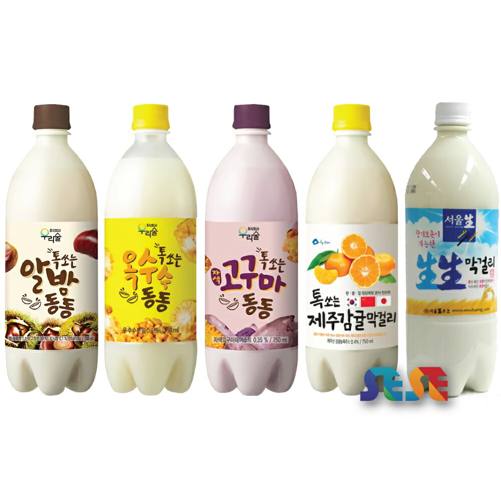 市場 韓国 栗 さつまいも とうもろこし しゅわっと ウリスル 5本セット セット 5種 人気 果物マッコリ マッコリ 済州 みかん