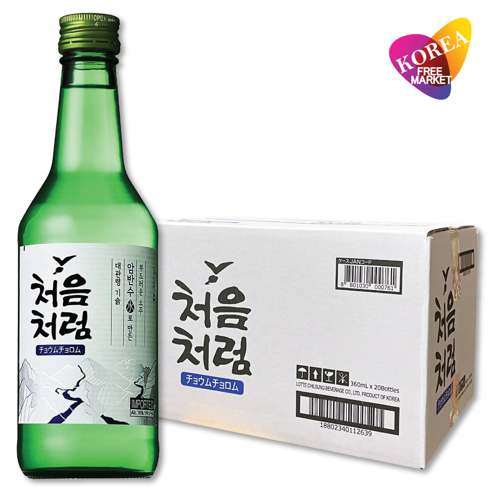 韓国焼酎の定番! ロッテ チョウムチョロム 20本 1箱 360ml 箱売り 焼酎一杯ロゴ | 韓国フリーマー