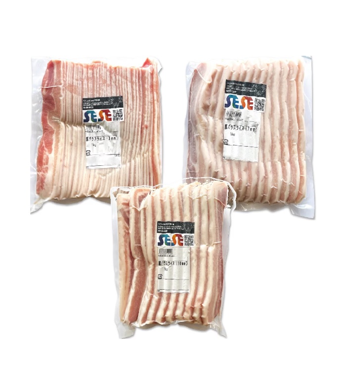 選べる SESE 冷凍 真空 サムギョプサル 1kg 3袋セット[厚さ3mm, 7mm, 10mm] / 韓国式 豚バラ肉 三段バラ 豚バラスライス
