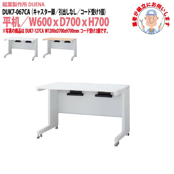 オフィスデスク (現地組立 完成品) 事務机 平机 キャスター脚 引き出し無タイプ DUK7-067CA W600×D700x高さ700mm ワーキングデスク スチールデスク 作業机 会社 事務所 工場 稲葉製作所