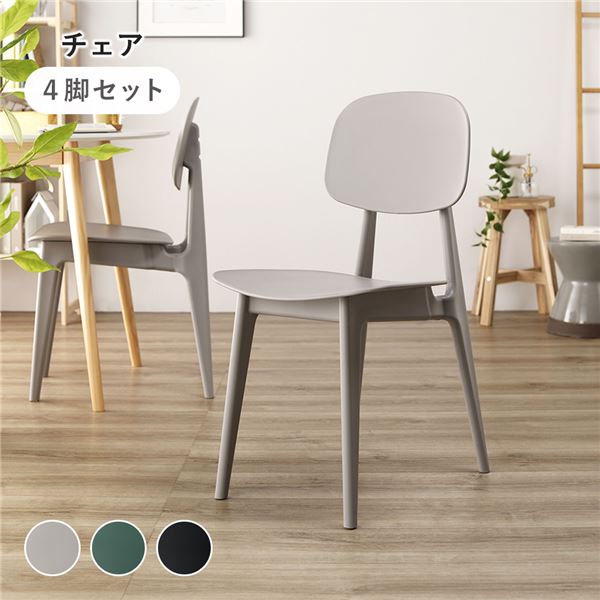 ダイニング チェア 〔 4脚セット グレー 〕 約幅42.5cm ポリプロピレン シンプル 軽量 お手入れ簡単 組立品 インテリア 家具 椅子 ダイニングチェア
