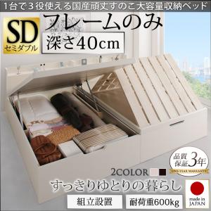 【組立設置ｻｰﾋﾞｽ付】 日本製 跳ね上げ式ベッド Begleiter ベグレイター（マットレス無しタイプ）すのこベッド 収納 収納付き 収納ベッド 【セミダブルベッド 】 セミダブルサイズ 【深さ:ラージ】 セミダブルベッド セミダブル