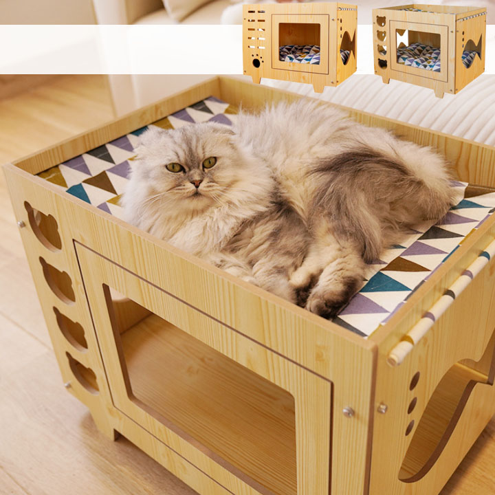 キャットハウス木製 愛玩動物棲み家 猫用 ボックス席 2印字機 愛玩動物用 臥榻 ベット 貨物輸送無料 棲み家 箱 猫 犬 家 二段 猫 ねこ 小型犬 中型犬 猫装置 犬装置 愛玩動物装置 爪とぎ 二層 小中型猫 多頭飼う 猫箱 精神的な統合式 今めかしい  大型 雨合羽  2階建て 愛玩動物臥榻 猫