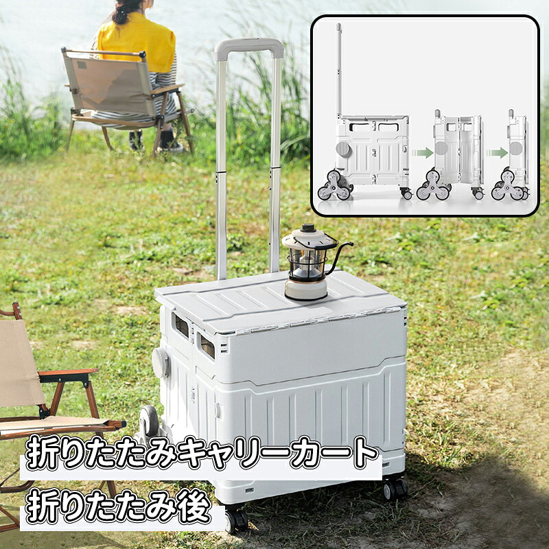 ＼10倍ポイント／折りたたみキャリーカート ショッピングカート コンテナキャリー 8輪段差も楽々 ショッピングカート耐荷重50kg 蓋付き 軽量 折り畳み台車 静音 コンパクトボックス 座れる 飛び出し防止 簡単組立て アウトドアワゴン 買い物カゴ キャリーカート 耐荷重 7,062円