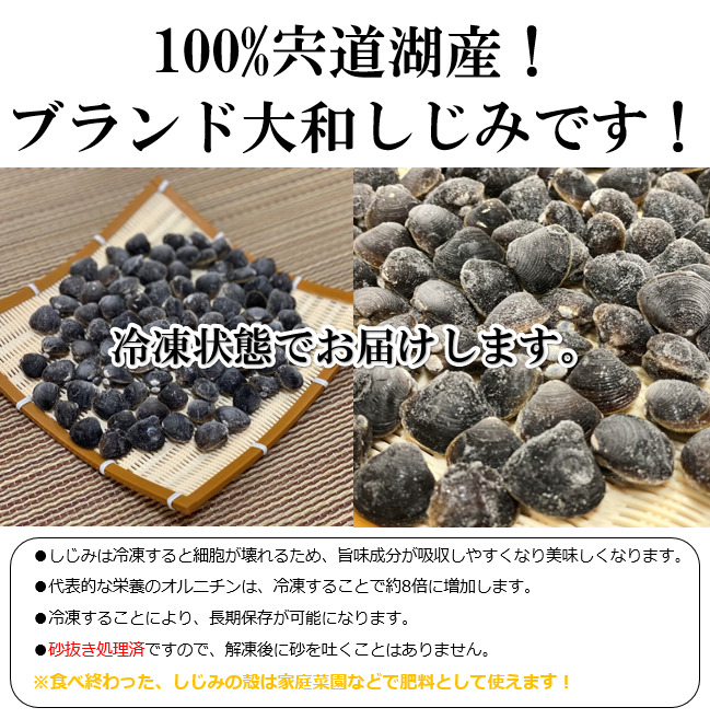 市場 冷凍しじみ 500ｇ×2パック １kg入 砂抜き済み こだわり Ｌサイズ 島根県 宍道湖産 地元名産の醤油付き