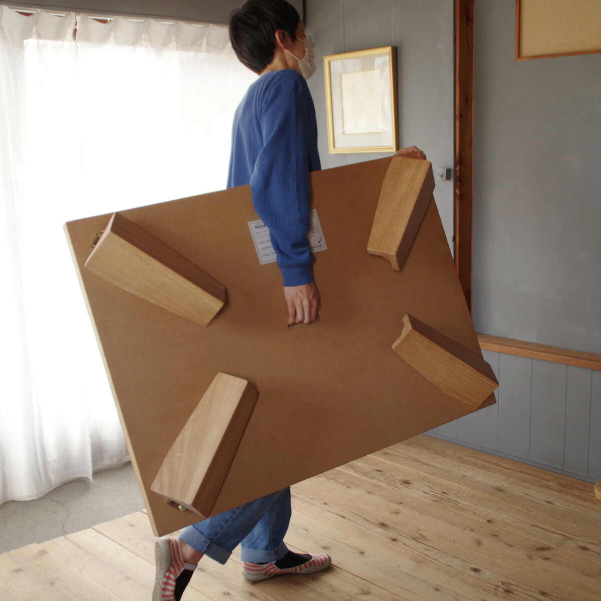 ふわり座卓 135×85 長方形 タモ ナチュラル・ダークブラウン|北欧|和風|モダン|シンプル|デザイン||おしゃれ|かわいい||ローテーブル|座卓|折脚|折れ脚|軽量|収納||日本製|国産||setomarche