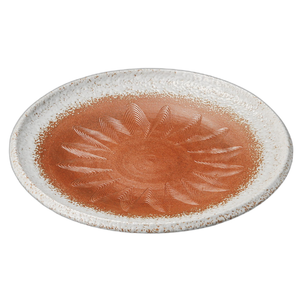 手造赤土白吹12.0丸皿 [ 36×5cm ] | 盛皿 | おすすめ 人気 食器 業務用 飲食店 カフェ うつわ 器 おしゃれ かわいい お洒落 可愛い ギフト プレゼント 引き出物 内祝い 結婚祝い 誕生日 贈り物 自宅 イベント