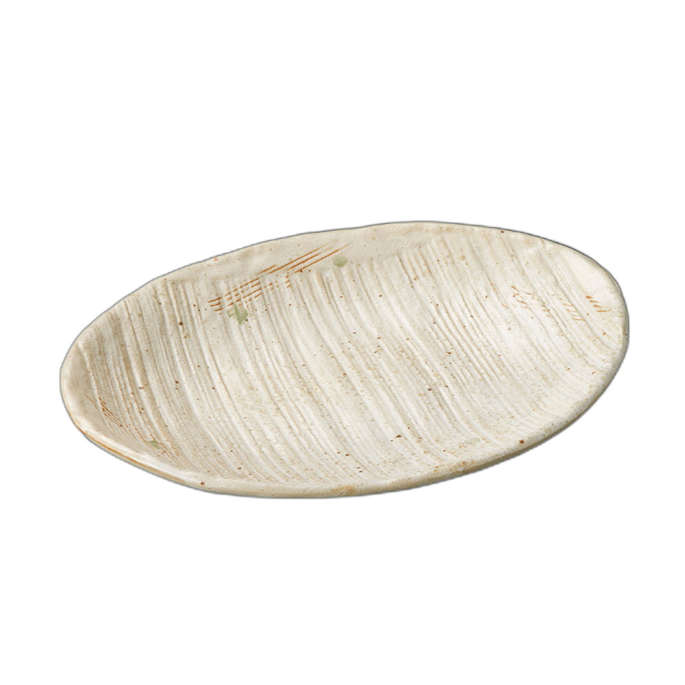 白唐津（クシメ）8.0楕円皿 [ 25×19×3.5cm ] | 楕円皿 | おすすめ 人気 食器 業務用 飲食店 カフェ うつわ 器 おしゃれ かわいい お洒落 可愛い ギフト プレゼント 引き出物 内祝い 結婚祝い 誕生日 贈り物 自宅 イベント