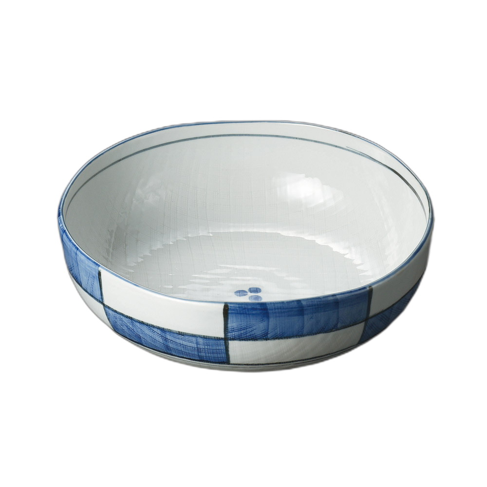 古染市松8.0大鉢 [ 25.5×7.7cm ] | 大鉢 | おすすめ 人気 食器 業務用 飲食店 カフェ うつわ 器 おしゃれ かわいい お洒落 可愛い ギフト プレゼント 引き出物 内祝い 結婚祝い 誕生日 贈り物 自宅 イベント