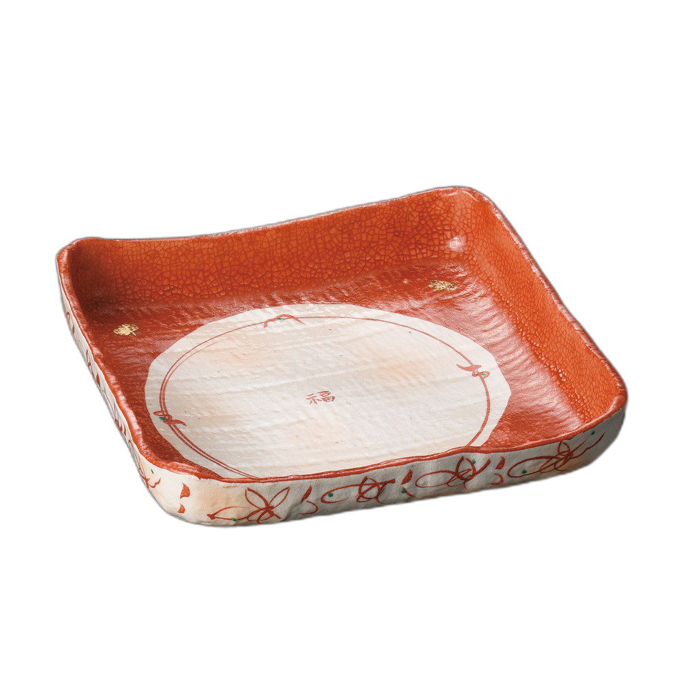 赤絵切立盛皿 [ 24×24×5.5cm ] | 角鉢 | おすすめ 人気 食器 業務用 飲食店 カフェ うつわ 器 おしゃれ かわいい お洒落 可愛い ギフト プレゼント 引き出物 内祝い 結婚祝い 誕生日 贈り物 自宅 イベント