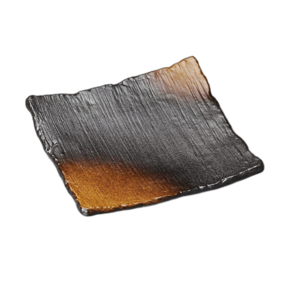 金茶吹角盛皿 [ 23.7×23.1×3cm ] | 角皿 | おすすめ 人気 食器 業務用 飲食店 カフェ うつわ 器 おしゃれ かわいい お洒落 可愛い ギフト プレゼント 引き出物 内祝い 結婚祝い 誕生日 贈り物 自宅 イベント