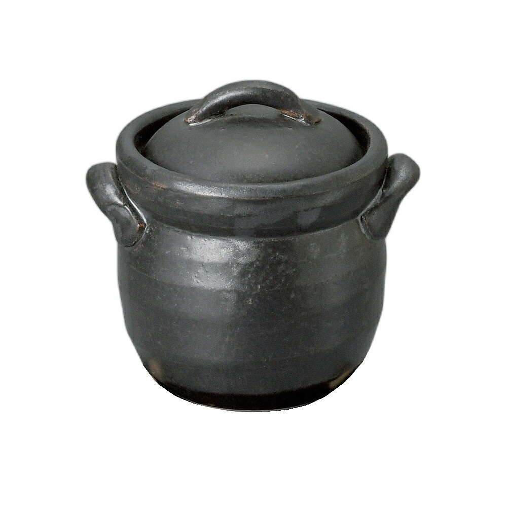 黒釉ﾐﾆご飯釜(0.5合炊) [11×10×12cm･身9.5cm] | 業務用 贈答 プレゼント ギフト おしゃれ かわいい セット ごはん ご飯 鍋 土鍋