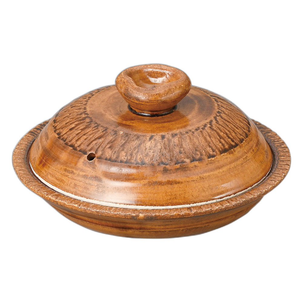 ｱﾒ釉(手造り)7.5号丸鍋 [23×11.5cm･身4cm･700cc] | 業務用 贈答 プレゼント ギフト モダン おしゃれ かわいい セット ごはん ご飯 鍋 おでん