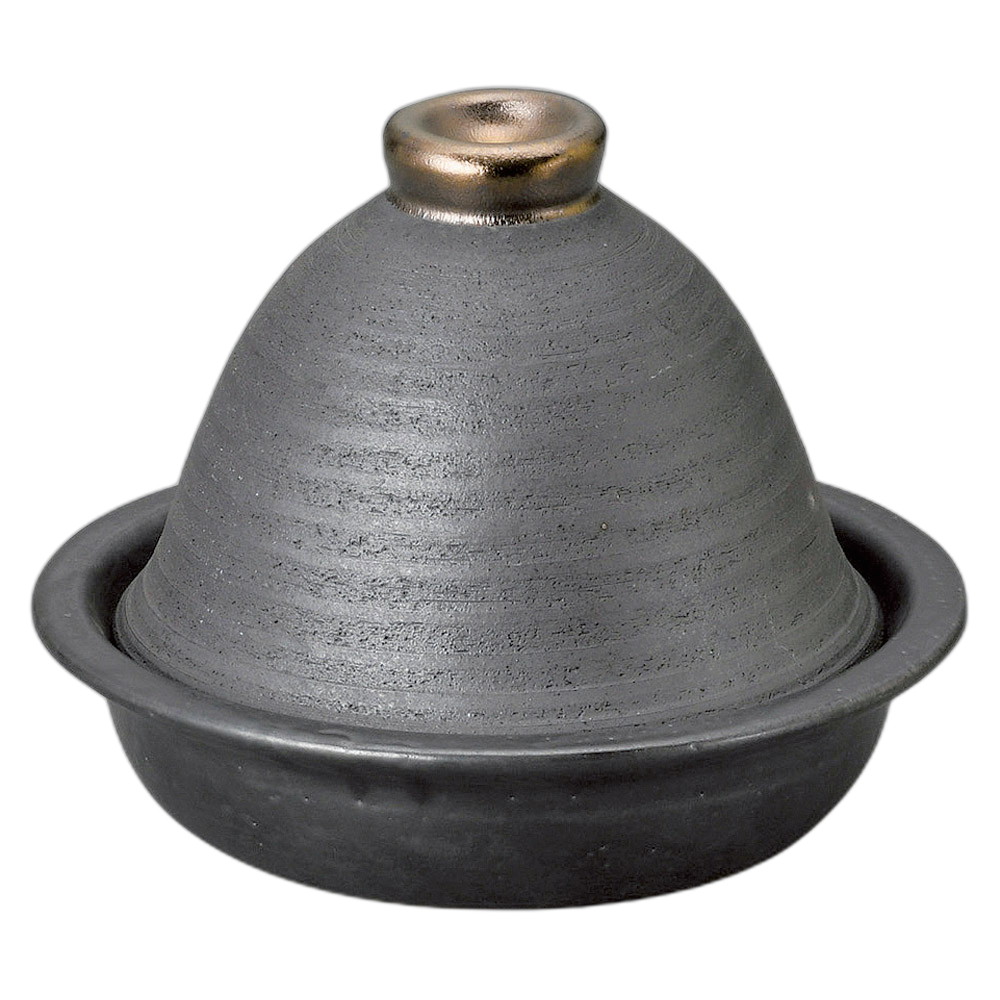 黒金彩ﾀｼﾞﾝ鍋(大) [27.5×16.5cm･身6cm･1300cc] | ホテル 料亭 業務用 贈答 プレゼント ギフト おしゃれ かわいい 定食 セット 鍋 懐石料理 ヘルシー