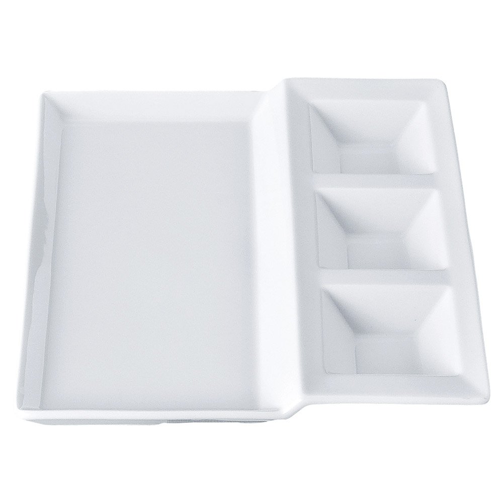 SQ ﾋﾟｭｱﾎﾜｲﾄ ﾄﾚｰ付3連菜 [26.5×22.5×3cm] | 器 食器 和食器 洋食器 飲食店 カフェ 和カフェ おうちカフェ 業務用 贈答 プレゼント ギフト おしゃれ かわいい かっこいい モダン お祝い セット