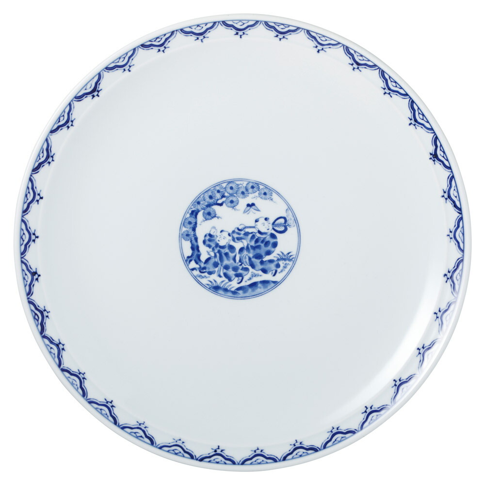 青地唐子 13.0皿 [40.3×4.8cm] | 食器 和食器 和皿 カフェ 料亭 業務用 贈答 プレゼント ギフト おしゃれ かわいい お祝い 開店 定食 セット