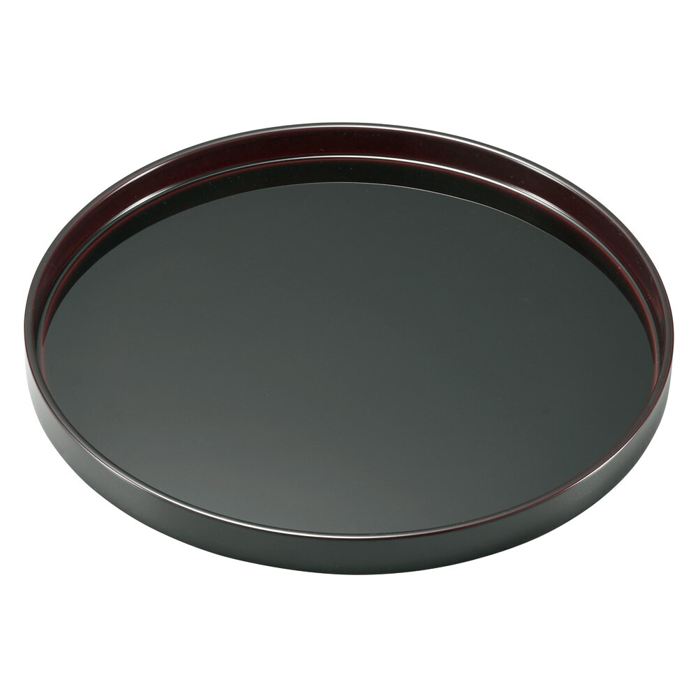溜裏黒漆風塗 丸盆12寸 [36.1×2.4cm] | ホテル おうちカフェ カフェ 業務用 モダン シンプル おしゃれ かわいい セット トレー お盆 定食 樹脂トレー
