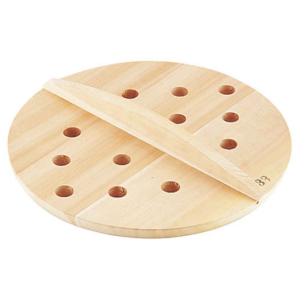 厚手サワラ穴明木蓋 33cm [ 外径:325mm 厚さ:約15mm ] [ 料理道具 ] | 厨房 食堂 和食 ホテル 飲食店 業務用 7,714円