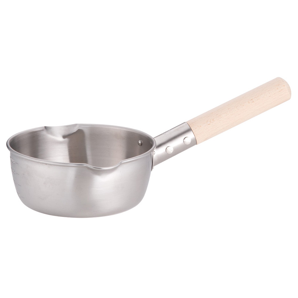 18-8木柄計量雪平鍋(両口･目盛付) 15cm [ 内径:150 x 深さ:65mm 1L ] [ 料理道具 ] | 厨房 食堂 和食 ホテル キッチン 飲食店 業務用