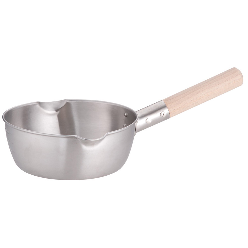 18-8木柄計量雪平鍋(両口･目盛付) 18cm [ 内径:177 x 深さ:70mm 1.5L ] [ 料理道具 ] | 厨房 食堂 和食 ホテル キッチン 飲食店 業務用