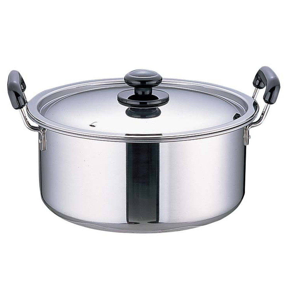 SAステンレス プラ柄 厚板実用鍋 22cm [ 外径:252mm 深さ:115mm 底径:196mm 約14.2L ] [ 料理道具 ] | 厨房 食堂 和食 ホテル 飲食店 業務用