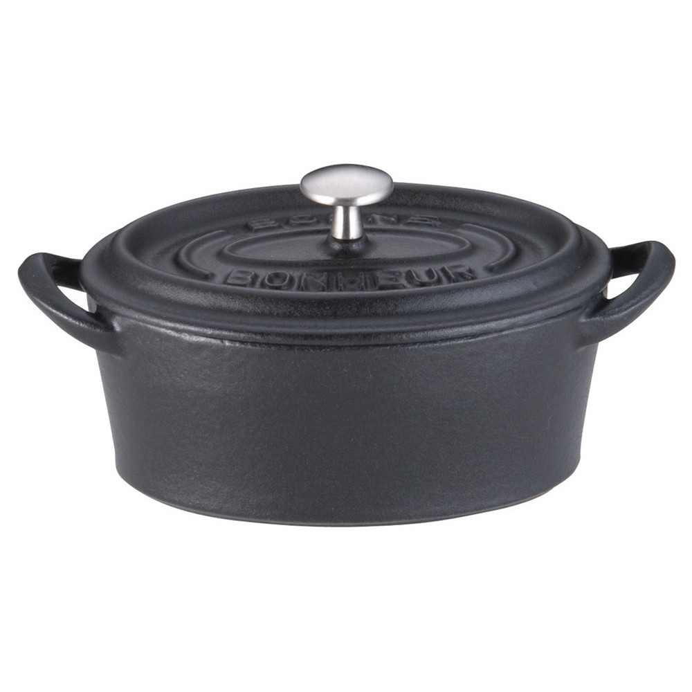ボン･ボネール ココットオーバル 11cm ブラック [ (内寸)間口:110 x 奥行:77x 深さ:46mm280cc ] [ 料理道具 ] | キッチン 台所 料理 おしゃれ かわいい 自宅用 贈り物｜せともの本舗