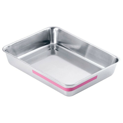 TKGステンレス カラーライン角バット 10枚取 ピンク [ 間口:355 x 奥行:270 x H63mm ] [ 料理道具 ] | 厨房 キッチン 飲食店 ホテル レストラン 業務用｜せともの本舗