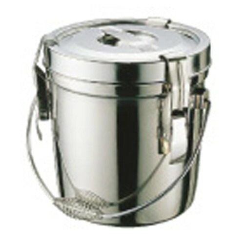 SA18-8ダブル汁食缶(引っ掛かり付) 6L(吊付) [ 外径:235 x 深さ:240粍 6L ] [ 滋養物供給御先棒 ] | 滋養物供給 社食 配膳 飲食店 勝手もと 食べ物屋 御勤め用
