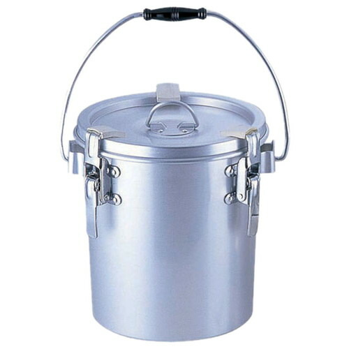 しろがね色アルマイト丸型二重ゼムクリップ付食缶 237-B (6L)中蓋なし [ 外径:235 x H250粍 6L ] [ 滋養物供給御先棒 ] | 滋養物供給 社食 配膳 飲食店 勝手もと 食べ物屋 御勤め用