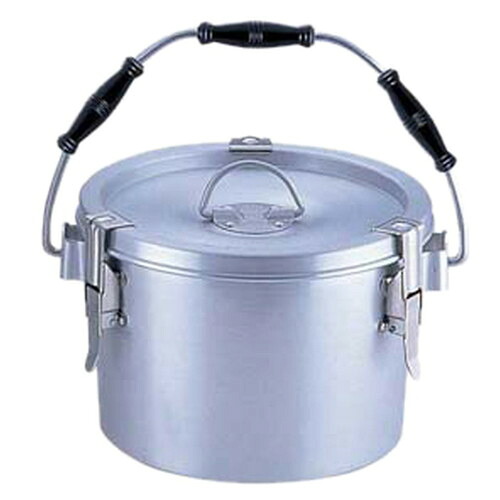 しろがね色アルマイト丸型二重ゼムクリップ付食缶 238 (8L) 中蓋付 [ 外径:283 x H250粍 8L ] [ 滋養物供給御先棒 ] | 滋養物供給 社食 配膳 飲食店 勝手もと 食べ物屋 御勤め用