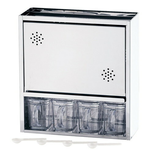 18-0 スパイスラック 4杯 [ 幅:380 x 奥行:155 x H400mm ] [ 保存容器 ] | カスターセット 調味料入 卓上 薬味入 調理器具 キッチン 台所 プレゼント ギフト 結婚祝い 引き出物 内祝い 開店祝い 退職祝い せともの 瀬戸物 贈答品 贈り物 人気 通販