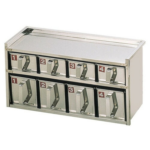 SA18-8溶接引出式ヤクミ入 2段8ヶ入 [ 幅:430 x 奥行:150 x H220mm ] [ 保存容器 ] | カスターセット 調味料入 卓上 薬味入 調理器具 キッチン 台所 プレゼント ギフト 結婚祝い 引き出物 内祝い 開店祝い 退職祝い せともの 瀬戸物 贈答品 贈り物 人気 通販