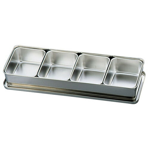 Murano ステンレス プレスヤクミ入 4ヶ入長 [ 幅:435 x 奥行:145 x H60mm ] [ 保存容器 ] | カスターセット 調味料入 卓上 薬味入 調理器具 キッチン 台所 プレゼント ギフト 結婚祝い 引き出物 内祝い 開店祝い 退職祝い せともの 瀬戸物 贈答品 贈り物 人気 通販