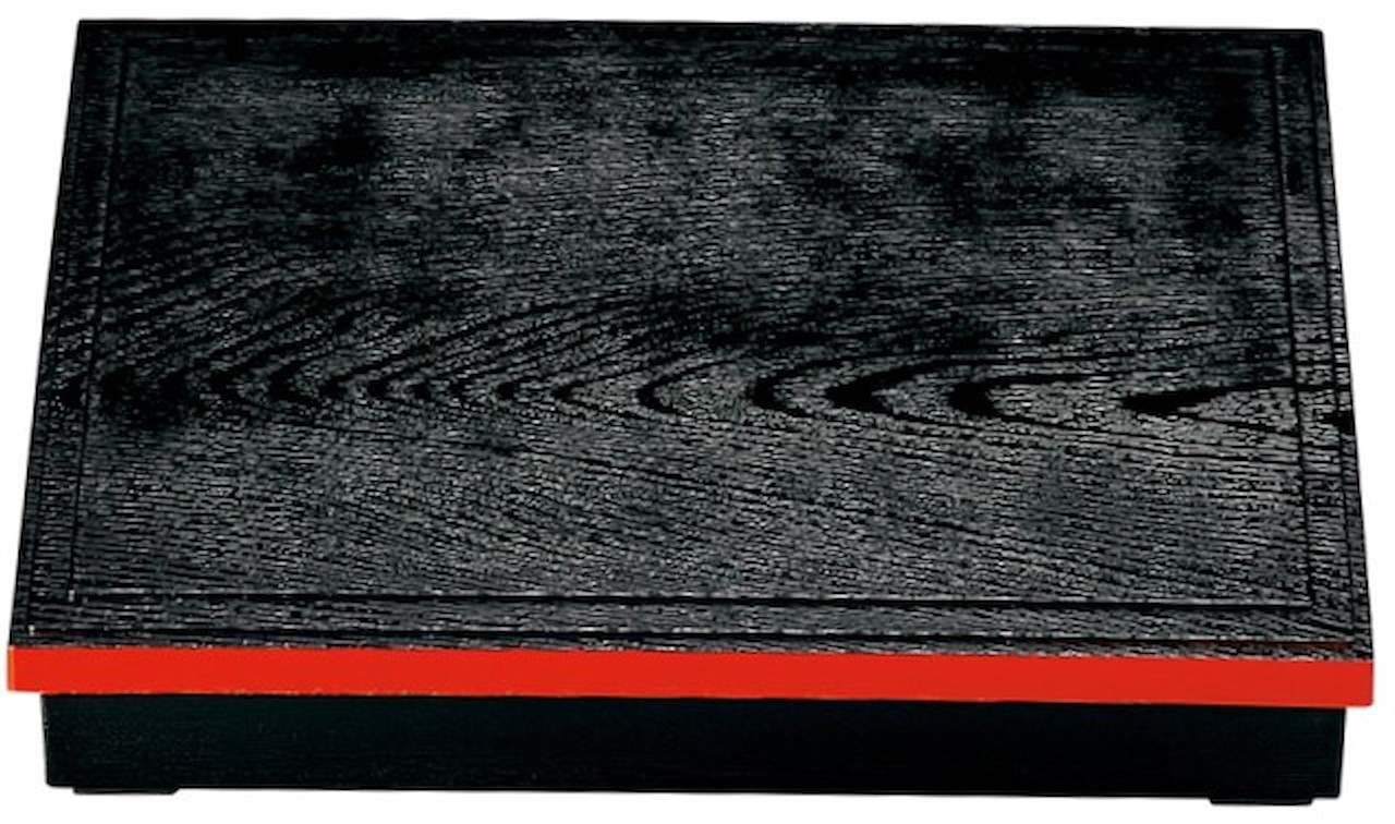 尺2木目松花堂 黒渕朱(蓋親) [362×273×69mm 1058g] | SNS インスタ映え 懐石料理 会席料理 器 食器 業務用 オードブル 松花堂 お洒落 上品